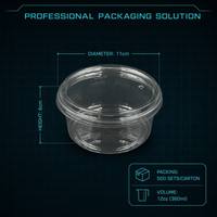 Voedselveilige 12oz transparante ronde dessert schaal met hoge, doorzichtige deksel, lekvrije plastic bak voor zelfgemaakte yoghurt tiramisu