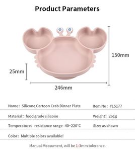 Plato de Silicona de Grado Alimenticio para Bebés, con Forma de Cangrejo de Dibujos Animados, Antideslizante, con Divisiones, para que los Niños Aprendan a Comer - Product Image 2