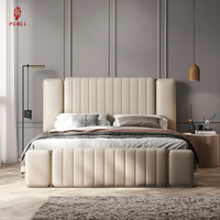 Ensemble de meubles de chambre à coucher de luxe en cuir, lit double king size, personnalisable, pratique, en promotion