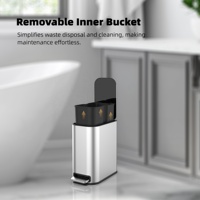 Sinoware 5L intérieur étape poubelle rectangle mince en acier inoxydable salle de bain poubelle avec couvercle