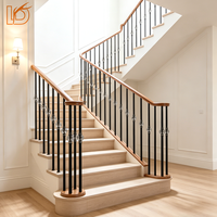Nouveau style, balustre en fer forgé noir rond de 5/8 po avec boule de cristal pour escalier intérieur en bois et garde-corps de balcon