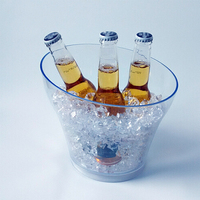 Seau à glace en plastique noir/blanc/transparent/couleurs, 4L/8L, pour champagne ou vin