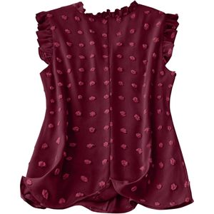 Chemisier sans manches personnalisé pour femme grande taille, col en V, à volants, décontracté, pour l'été, en tissu polyester respirant - Product Image 4