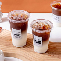 BPA-vrije 8-32oz wegwerp PET plastic transparante UV-bedrukte bekers met aangepast logo voor Boba, koffie, ijsthee en andere dranken, met deksel en rietje, milieuvriendelijk