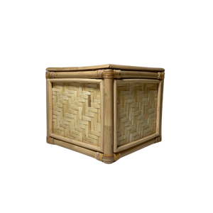 Boîte en bambou écologique à tissage chevrons – Bac de rangement polyvalent avec cadre – Artisanat vietnamien - Product Image 3