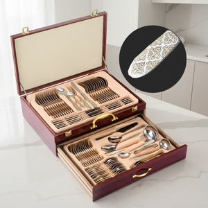 <span class=keywords><strong>Couverts</strong></span> en Acier Inoxydable de Fabrication Chinoise, Ensembles 84/72 Pièces, Design Classique Doré pour <span class=keywords><strong>12</strong></span> <span class=keywords><strong>Personnes</strong></span>, Dîners, Restaurants et Hôtels - Product Image 3