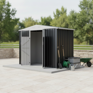 EG0804-H160 Caseta <span class=keywords><strong>de</strong></span> Almacenamiento Metálica para Jardín, Diseño Moderno, Impermeable, Ecológica, con Estructura <span class=keywords><strong>de</strong></span> Acero, Venta Directa <span class=keywords><strong>de</strong></span> Fábrica - Product Image 1