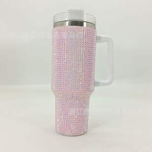 Vaso con aislamiento al vacío de acero inoxidable con cuentas de cristal brillante, vaso deportivo con diamantes de imitación de 40oz - Product Image 6
