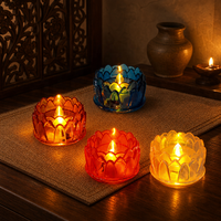 Bougies de thé Lotus à LED colorées en plastique sans flamme pour la décoration de la maison et les fêtes.