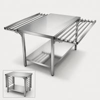Plan de travail pliable en acier inoxydable, îlot de cuisine portable, station de barbecue extérieure, étagère amovible, résistant à la rouille, facile à nettoyer