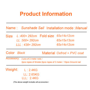 Auvent d'extérieur personnalisé, bâche de Camping, pôle de tente, abri solaire, voile, <span class=keywords><strong>pergola</strong></span> parallèle - Product Image 5
