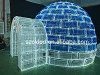 Igloo 3D géant grandeur nature imperméable à l'eau Décoration Motif Lumière Vacances d'hiver Maison de glace Éclairage décoratif