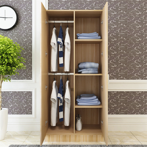 Armoire double <span class=keywords><strong>porte</strong></span> simple et moderne en bois, armoire économique à deux portes pour la maison, armoire à vêtements à assembler - Product Image 2