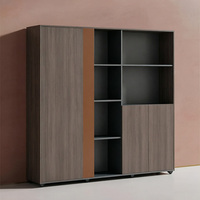 Meuble de rangement de bureau personnalisable en bois grainé, armoire de classement moderne pour cadres avec armoires de rangement fermées pour usage professionnel