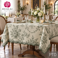 Nappe ronde en polyester imprimée sur mesure, style faux lin épais, pour décoration de table à domicile ou de banquet, 120 pouces, fabrication OEM.
