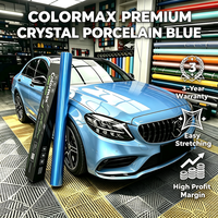 Film de protection de voiture en vinyle brillant bleu, 1,52*17m, matériau PVC 7,5mil, anti-rayures, résistant aux UV, pour la décoration de la carrosserie