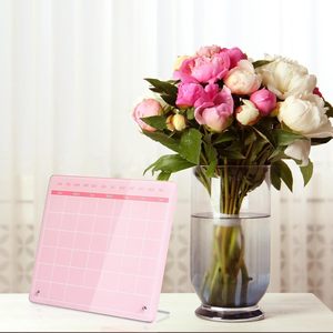 Pizarra de Calendario Mensual de Acrílico Rosa con Soporte Metálico, Reutilizable, Planificador Mensual de Acrílico, Pizarra Blanca - Product Image 6