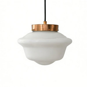 Paralume in Vetro Bianco Latte Soffiato a Mano Personalizzato <span class=keywords><strong>per</strong></span> Lampada a Sospensione Scolastica, Paralume in Vetro Opale Bianco Antico <span class=keywords><strong>per</strong></span> Lampada Scolastica - Product Image 1