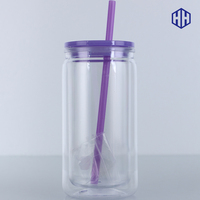 Gobelets isothermes double paroi de 16 oz, personnalisables, à large application, avec couvercles pré-perforés et pailles, pour la vente en gros
