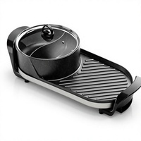 Plaque de cuisson électrique 2-en-1 haute performance avec raclette intégrée, design détachable, contrôle double zone, usage domestique, 1350W