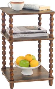 Retro European-style Wooden 3-story <b>Storage</b> Rack <b>Kitchen</b> Living Room Study Home-style Small Table Side Table <b>Storage</b> Rack - Product Image 2