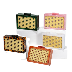 Bolso de Noche Elegante para Mujer, Verde, de Ratán Acrílico, Impermeable, con Correa de Hombro Cruzada, Diseño Exclusivo, Mini, de Poliéster - Product Image 1