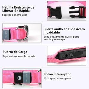 PcEoTllar up Night Walking-Collar LED con luz recargable que cambia de Color, collares de perro brillantes impermeables que brillan en la oscuridad para - Product Image 3
