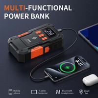 Démarreur de batterie robuste 2000A avec compresseur d'air, booster de batterie 12V 10000mAh, pack d'alimentation d'urgence 4-en-1 pour véhicule