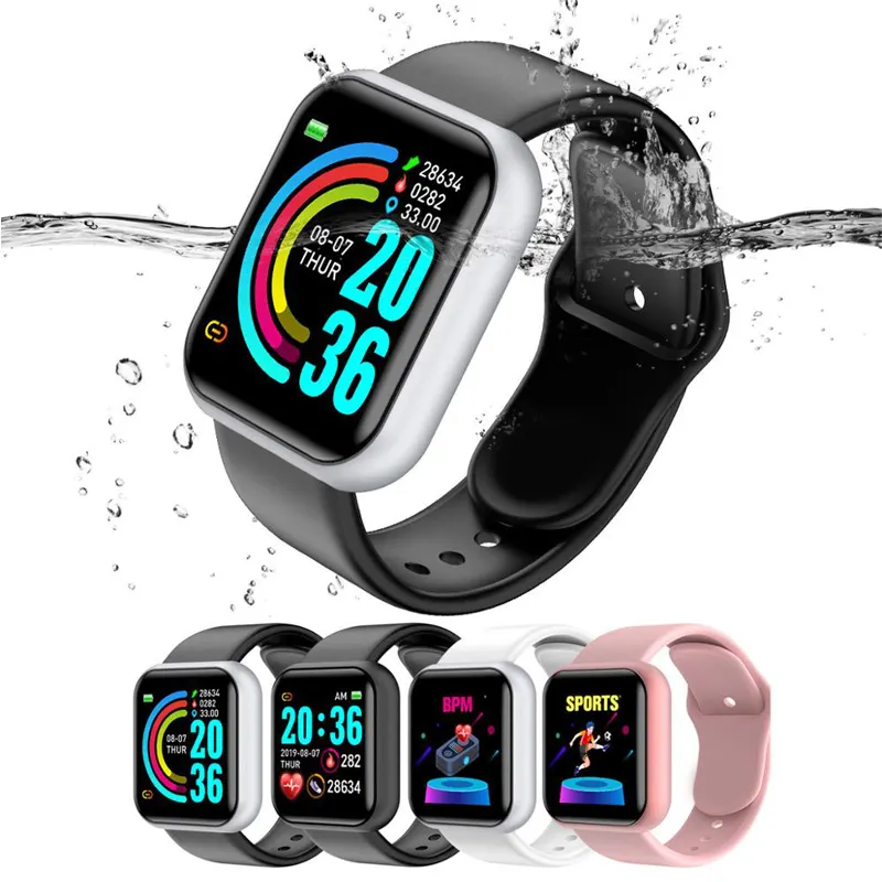 D20 Smart Watch Y68 IP67 Waterproof Fitness Tracker Amazon Hot Sports Watch Heart Rate Smart Bracelet for IOS Android