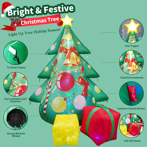 Light up Giant Christmas Tree Inflatable with 2 Gift Boxes with Build-in LEDs for Blow Up <b>Xmas</b> <b>Decoration</b> Indoor <b>Outdoor</b> Yard - Product Image 6