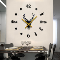 Jam dinding cermin akrilik, Stiker jam dinding raksasa kuarsa perekat mural Wallpaper 3D DIY jam tangan gantung dekorasi rumah seni ruang tamu
