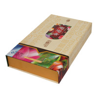 Boîte cadeau rigide magnétique en forme de livre personnalisée, boîte d'emballage à rabat en carton rigide avec insert personnalisé pour coffret cadeau de thé et d'aliments pour les fêtes