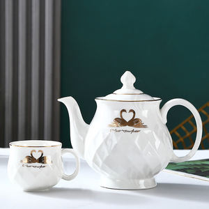 Juego de Té de Cerámica Dorada con Bandeja, Juego de Lujo de 8 Piezas de Tazas de Café de Porcelana, Tetera y Tazas Doradas - Product Image 1