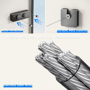 Nouveau Design Gain de Place <span class=keywords><strong>Linge</strong></span> Mural 4.2 Mètres Corde à <span class=keywords><strong>Linge</strong></span> Invisible Rétractable avec Corde Réglable - Product Image 5