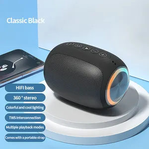 야외 TWS 연결 AUX USB TF 카드 다채로운 LED RGB 조명 깊은 저음 강력한 사운드 휴대용 무선 블루투스 스피커