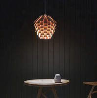 Lustre moderne en bois massif pour restaurant, luminaire créatif de style pomme de pin, lumière décorative