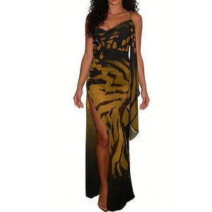 เดรสแฟชั่นผู้หญิงสไตล์วินเทจเก๋ไก๋ เซ็กซี่ ผ้าตาข่ายรัดรูป โชว์หลัง ผ่าข้าง ลายพิมพ์ - Product Image 1