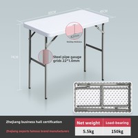 Table pliante rectangulaire en plastique minimaliste moderne, écologique, avec coussin imperméable, cadre en métal durable, mobilier d'extérieur