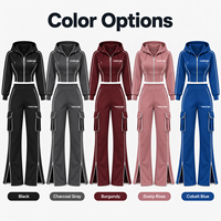 Ensemble deux pièces extensible en maille pour femme, polyester et élasthanne, pantalon évasé en tissu élastique pour l'exercice en extérieur