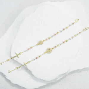 Pulseiras de Rosário Cristãs com Corte Curvo e 3 Tons de Contas, para Mulheres e Homens, Religiosas Católicas, com Anjo, Virgem Maria e Cruz de Jesus - Product Image 3