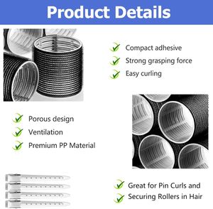 Lot de 30 bigoudis sans chaleur personnalisés en gros pour fabricants – Rouleaux à cheveux en plastique et nylon auto-agrippants avec pinces - Product Image 2