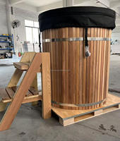 Runde Kaltwasser-Tauchwanne aus 316 Edelstahl mit Holz-Kunststoff-Verbundschale für Athleten-Fitness-Erholung