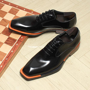 Fashion Genuine Leather Square Toe Comfort Crew Neck Formal Business Attire Wedding Groom Oxford <b>Shiny</b> <b>Mens</b> <b>Shoes</b> - Product Image 4