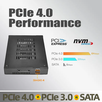 Unestech Rak Mobile HDD Metal 2 Bay NVMe U.2 SSD 2,5 inci Dengan 64Gb SFF-8654 4i/Pemasangan Bay Floppy Drive 3,5 inci