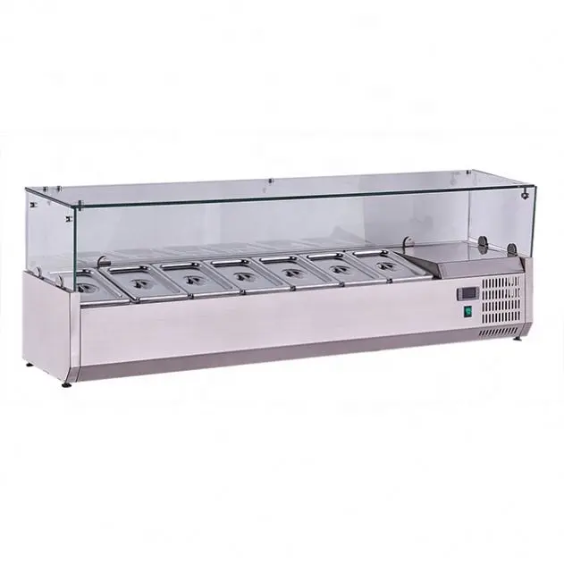 GN Trays Pizza Prep Table Nevera/Unidad de cobertura refrigerada para ensaladas