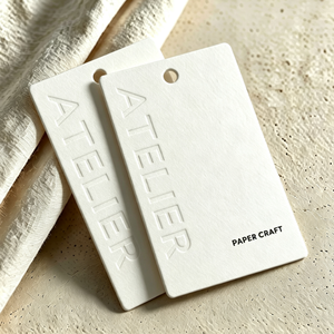 Etiquetas de <span class=keywords><strong>Precio</strong></span> para Ropa en Papel Kraft Blanco Texturizado en Relieve, Tarjetas para Prendas de Vestir, Etiqueta con Logotipo Personalizado para Marca de Ropa - Product Image 6