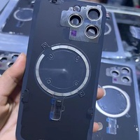 Couvercle en verre arrière de porte de batterie d'usine de grand trou avec le remplacement magnétique de cadre en métal pour l'iPhone 14 Plus 14 Plus 15 Plus 15 Plus