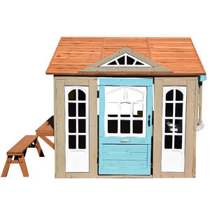 Casa de juegos resistente para exteriores con componentes de plástico, ventanas móviles, banco y ventana de techo - Para el patio trasero de los niños, para juegos imaginativos - Product Image 5