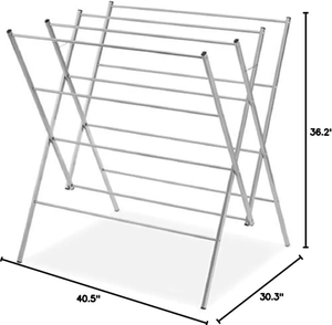 Estante de lavandería plegable de acero inoxidable de alta resistencia, extensible y plegable para ahorrar espacio en el baño, incluye embalaje de pedido por correo - Product Image 2
