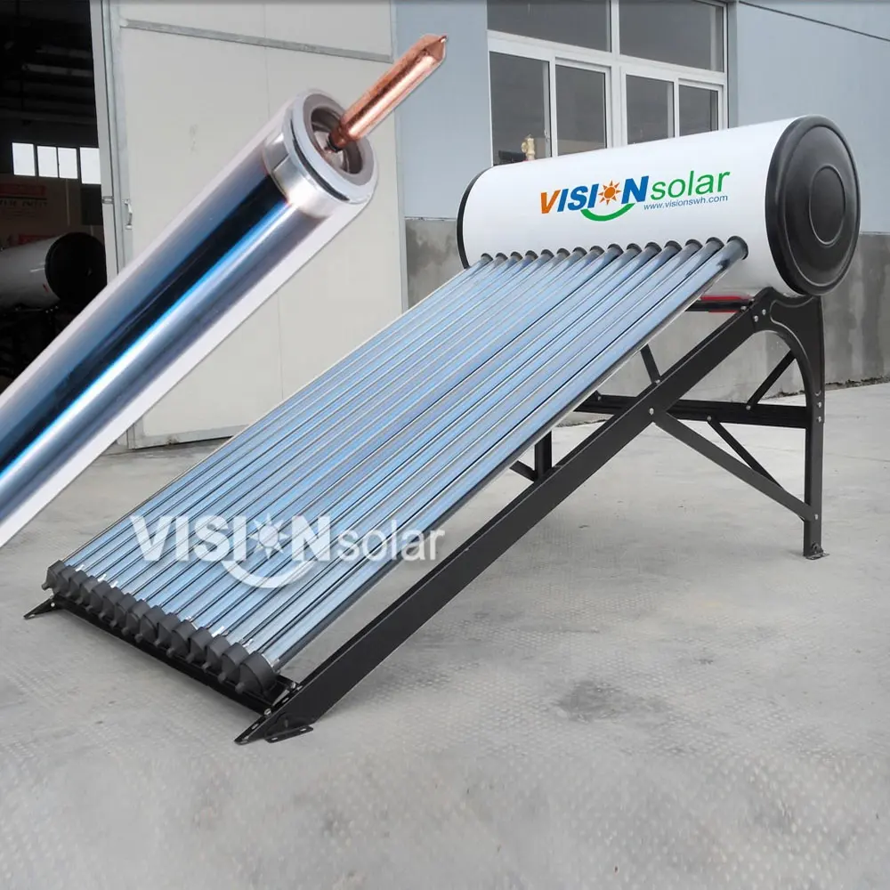 चीन कॉम्पैक्ट दबाव सौर हीटर पानी तांबे गर्मी पाइप वैक्यूम ट्यूब के साथ